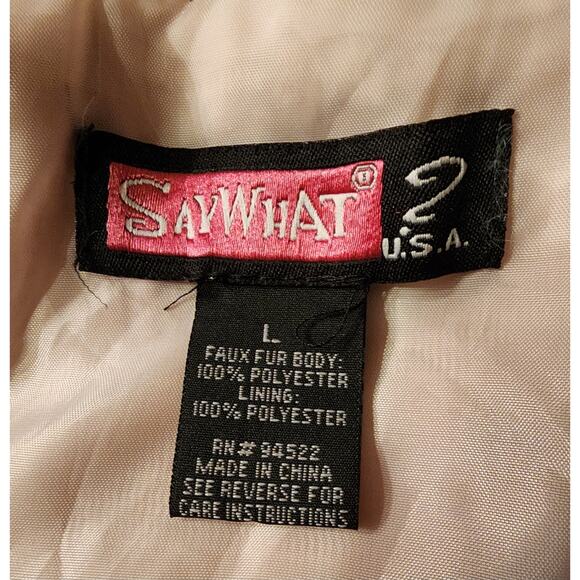 Say What? Women's Juniors' Faux Fur Cream Vest Size Large Y2K Style - Picture 5 of 5